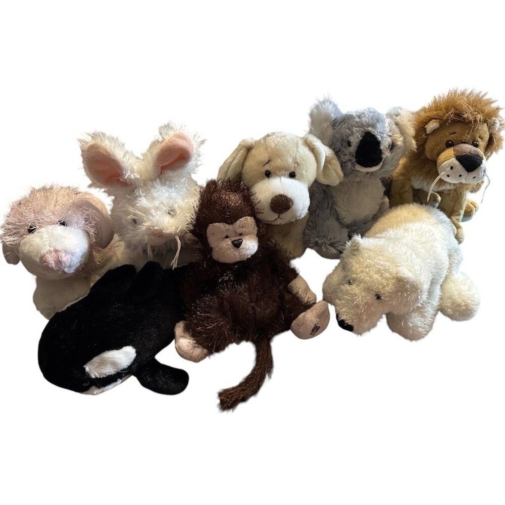 Lot Of 8 Webkinz No Codes Lion Whale Dogs Rabbit Koala Monkey